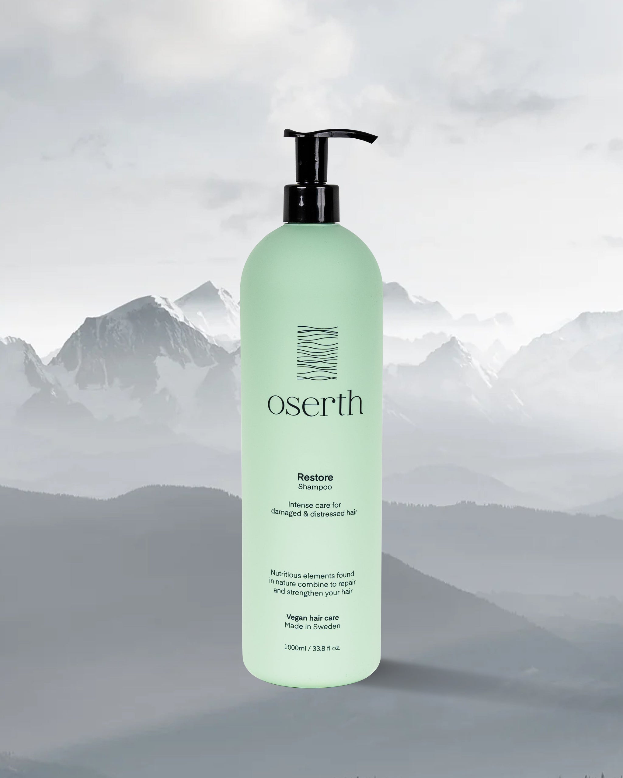 Oserth Restore Collection – Repair and rejuvenate damaged hair with vegan, sustainable products infused with nourishing natural ingredients.