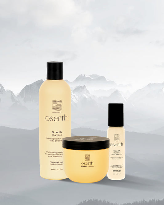 Oserth Smooth Collection – Vegan, sulfate-free haircare products designed to tame frizz, enhance shine, and leave hair silky smooth